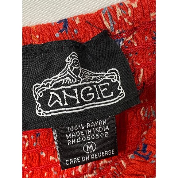 Angie Rayon Smocked Res MIDI Dress Balloon Sleeve Pocketed Floral Summer Size M - Picture 3 of 8